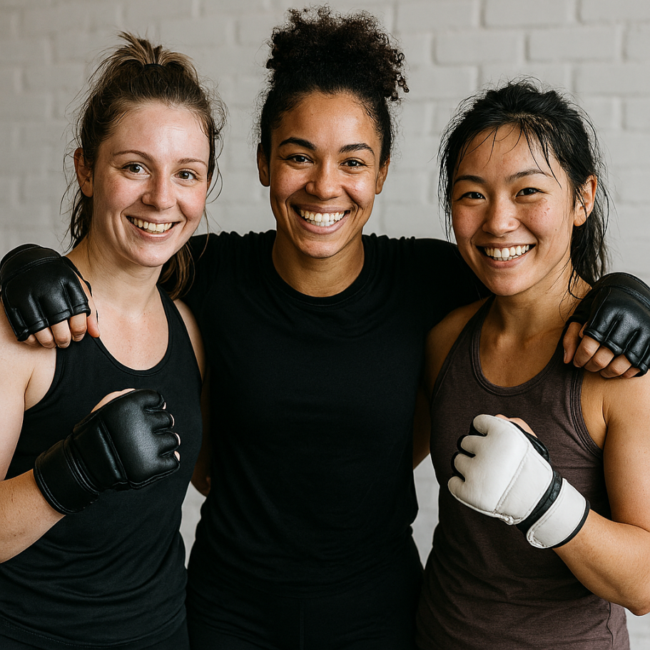 Frauen nach dem Selbstverteidigungstraining (KI-Generiert)